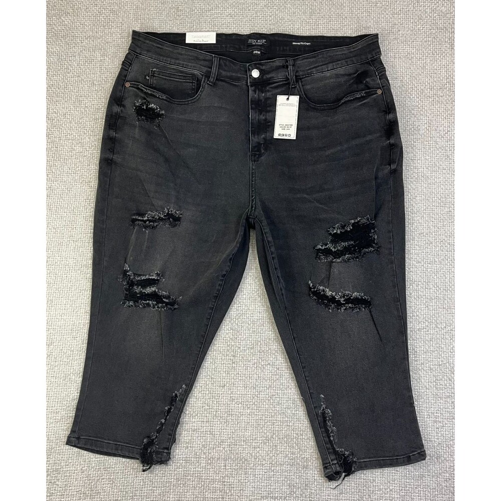 NEW Judy Blue Skinny Fit Capri Jeans Women's 24W Stretch Black Denim 41x20